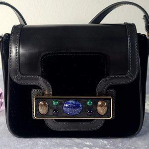 Tory Burch Jeweled Black Velvet Shoulder Bag - Multi Gems Rare